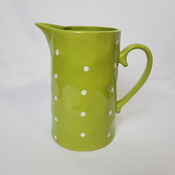 Maxwell & Williams Sprinkle Lime Green Pitcher with Handle Poka Dots 58oz-8" - Picture 2 of 6